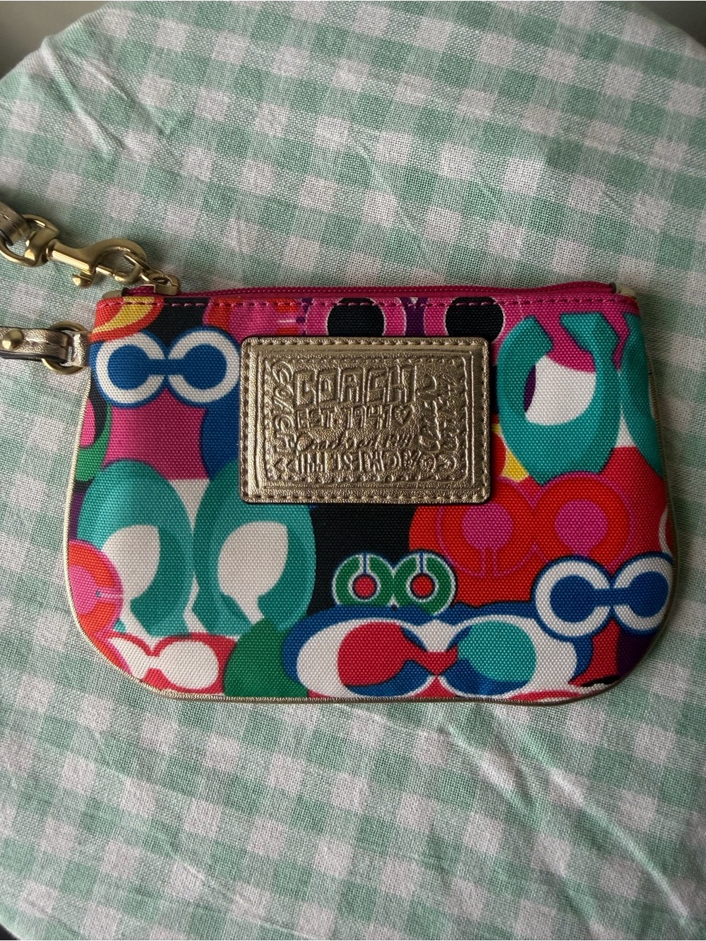 Coach Poppy Op Art Multicolor Graffiti Wristlet